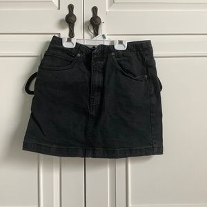 Black denim mini skirt